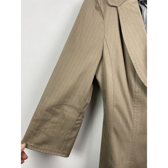 Sisley Camel Tan Striped Button Front Stretch Office 3/4 Sleeve Blazer Size S - Picture 4 of 11